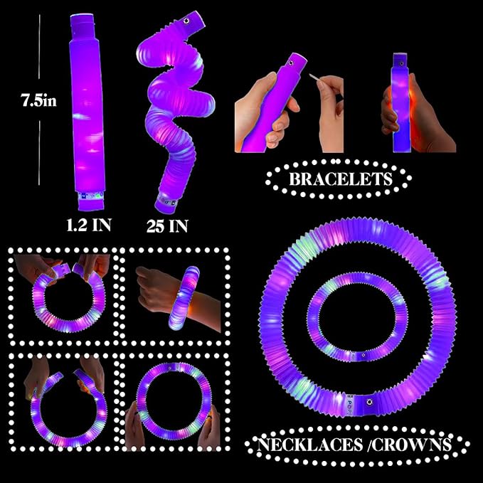 Purple 12 Pack Light Up Party Favors Supplies, Bulk Glow Sticks Bracelet - Image 7