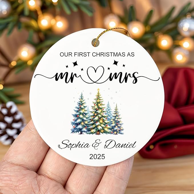 First Christmas Married Engaged Ornament 2025, Our First Christmas As Mr and - Image 3