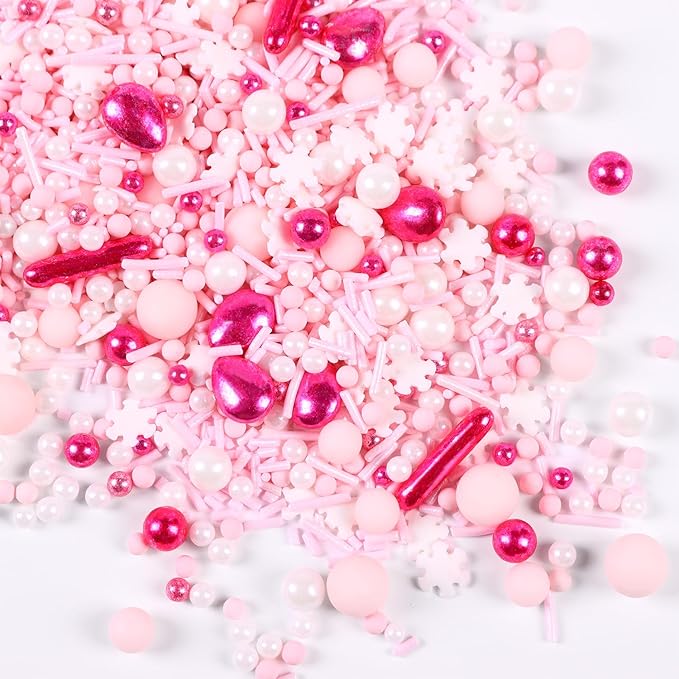 Pink Sprinkles for Cake Decorating, Metallic Sprinkle Mix for Cupcakes - Image 3