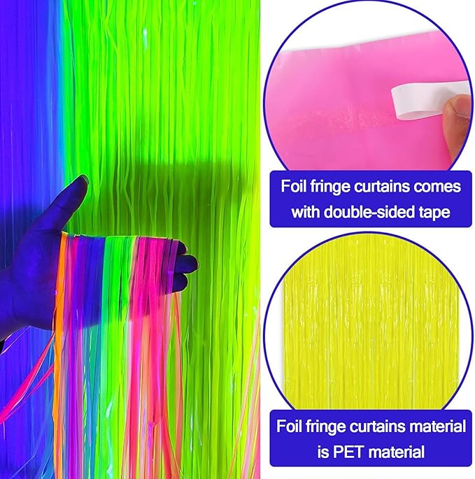 CANREVEL Glow in The Dark Party Supplies, 2 Pack 3.3x6.6 Feet Fluorescent - Image 4