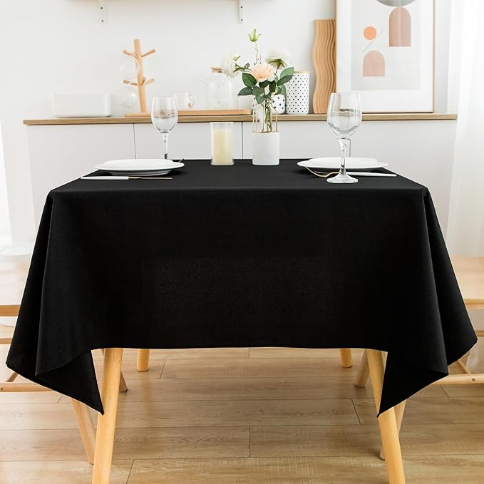 2 Pack Square Table Cloth 70X70 Inch Black Washable Fabric Tablecloth Polyester - Image 9