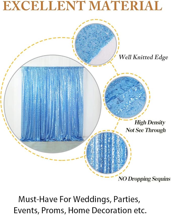 ShinyBeauty 4x8FT Baby Blue Sequin Backdrop Curtains - Image 5