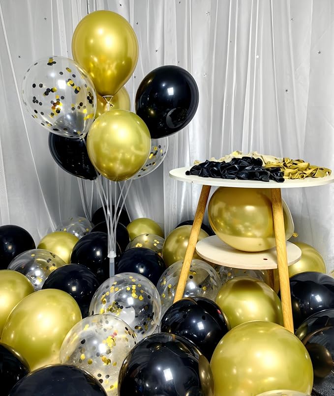 300 Pack Black and Gold Balloons 12 Inch Black Gold Confetti Balloon - Image 5