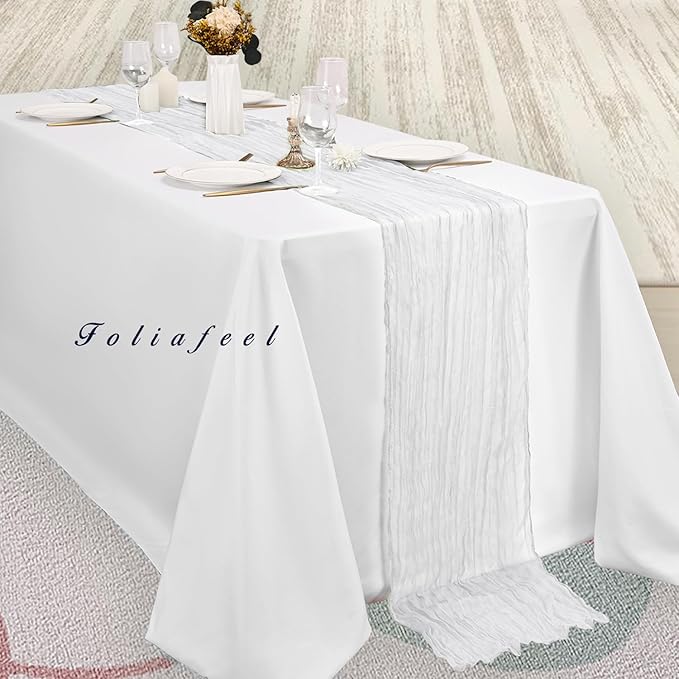 10FT 12 Pack White Cheesecloth Table Runner 20 x 120 Inch Long Rustic Gauze - Image 4