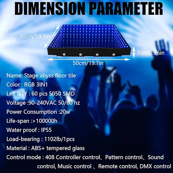Dance Floor Stage Lights Tempered Glass Infinity Mirror Panel 3D Effect Led - Image 3