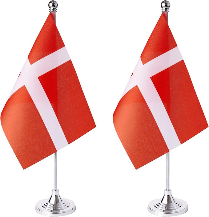 ZXvZYT 2 Pack Denmark flag Danish Table Flag Small Mini Danish Desk Flags by ZXvZYT