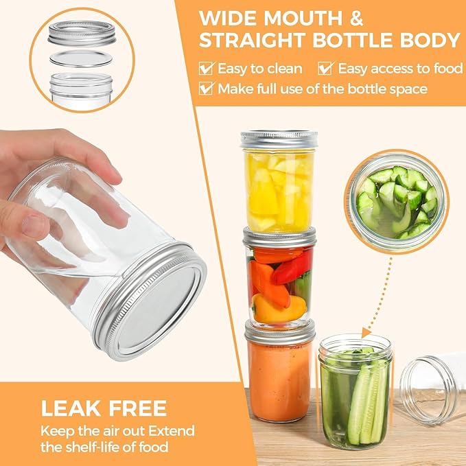 ComSaf Wide Mouth Mason Jars 16 oz - Image 3