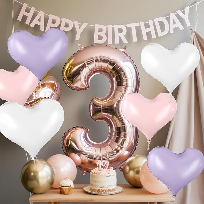 20 Inch Pink Purple White Heart Balloons - Image 4