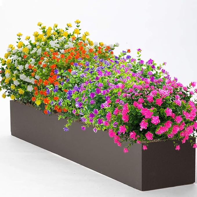 10 Bundles Artificial Fake Flowers, Faux Outdoor Plastic Plants UV Resistant - Image 7