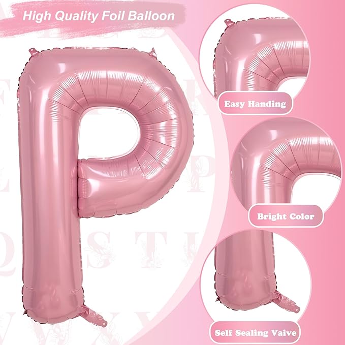 Giant Letter P Foil Name Balloon, Pastel Pink Inflatable Word Balloons P - Image 9