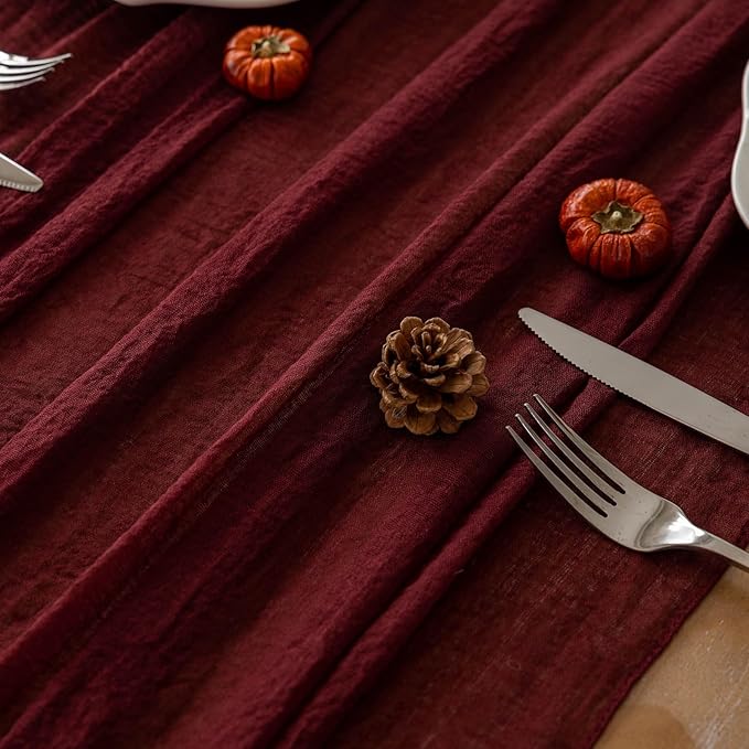 6pcs Burgundy Cheesecloth Table Runner Gauze 120 Inch 10 FT Rustic Boho Cheese - Image 4