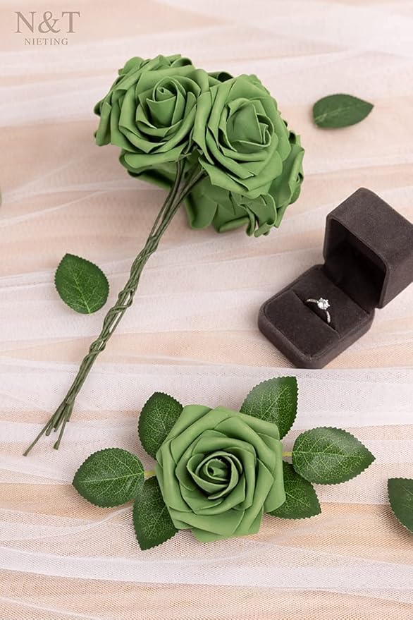 N&T NIETING Roses Artificial Flowers, Army Green - Image 9