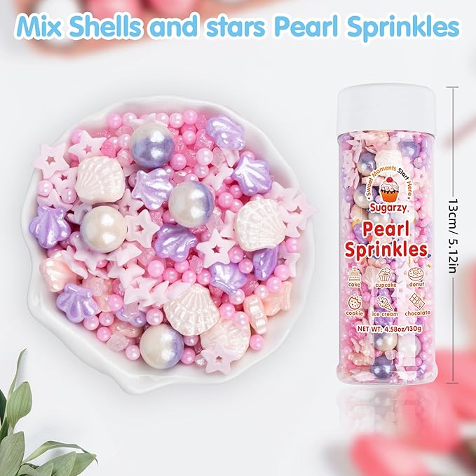 Sugarzy Edible Pearls Sprinkles Cake Decorating, 130g/4.58oz, Baking Ocean - Image 4