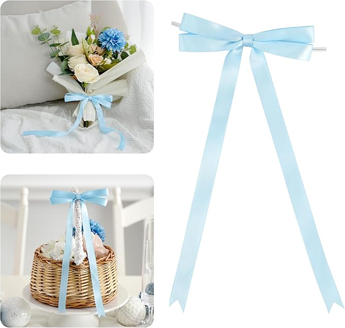 AIMUDI Baby Blue Bows 5 × 10" Satin Bows by AIMUDI