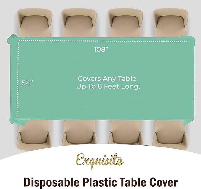 Exquisite 12-Pack Premium Plastic Tablecloth 54in. x 108in. Rectangle Table - Image 4