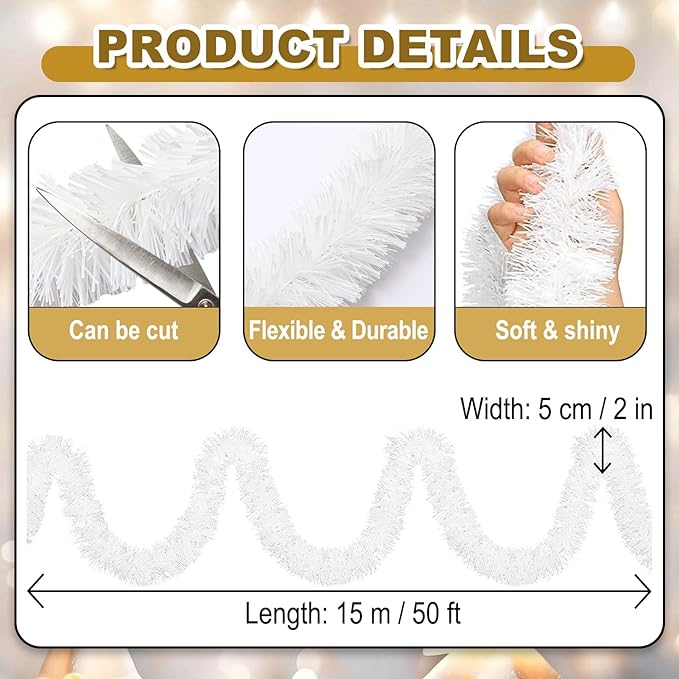 50 Feet Christmas Foil Fringe Banner Metallic Tassle Garland Metallic Backdrop - Image 2