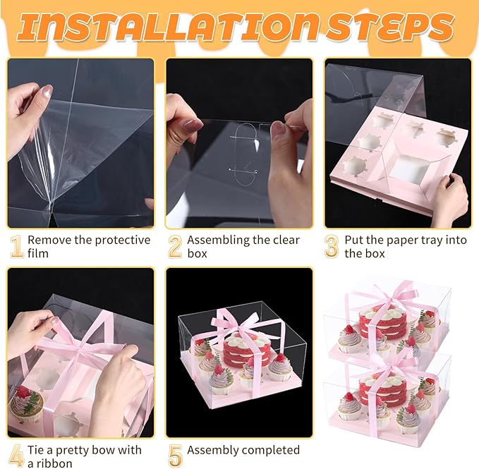 JCD 3 Packs Pink 1+5 Cupcake Containers - Image 7