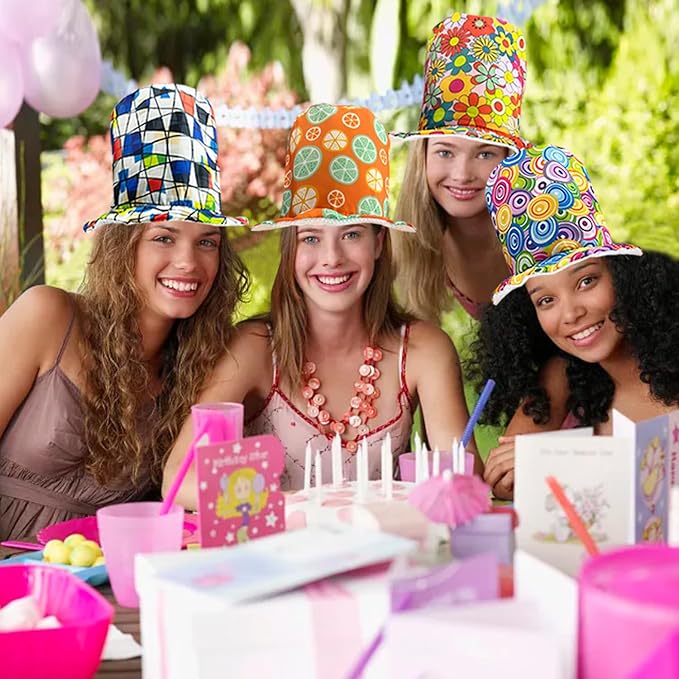 6 Assorted Pattern Funny Party Top Hats - Image 6