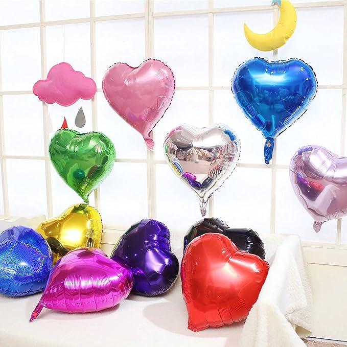 10Pcs Green Foil Heart Shaped Balloons 18 Inch Mylar - Image 6