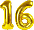 40 Inch Gold Mylar Foil Number 16 Birthday Balloon, Digital Balloons by Upgesy