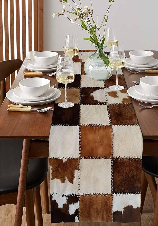 Abstract Cowhides Cotton Linen Table Runner - Image 2