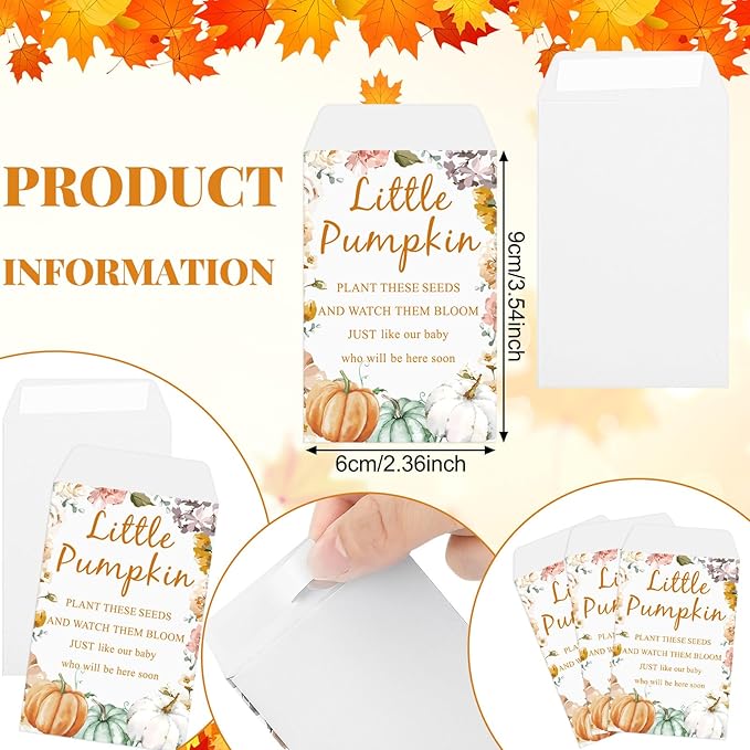 Ctosree 50 Sets Fall Baby Shower Seed Packet - Image 4