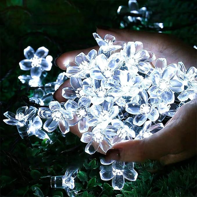 Fairy Cool White Flower String Lights, 33ft 100 LED Plug in 8 Lighting Mode - Image 2