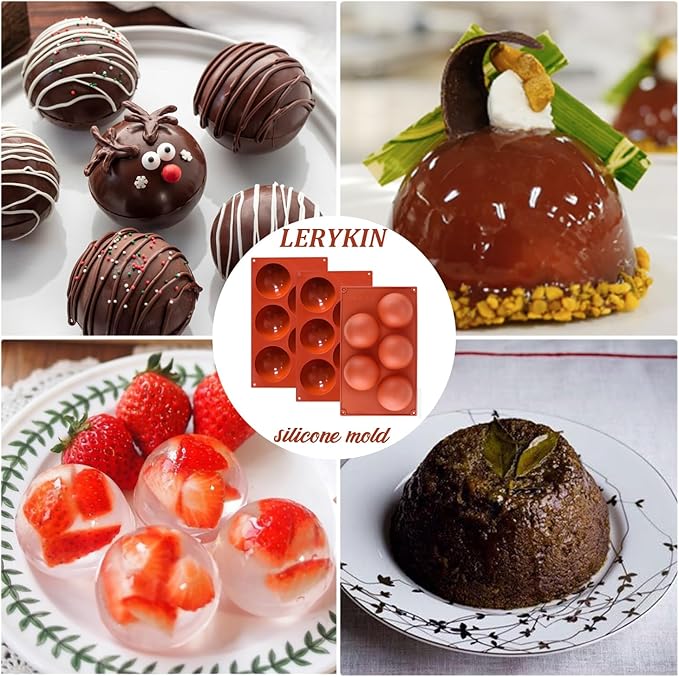 3 Pack Extra Large 5-Cavity Semi Sphere Silicone Molds, Half Sphere Baking Mold - Image 7