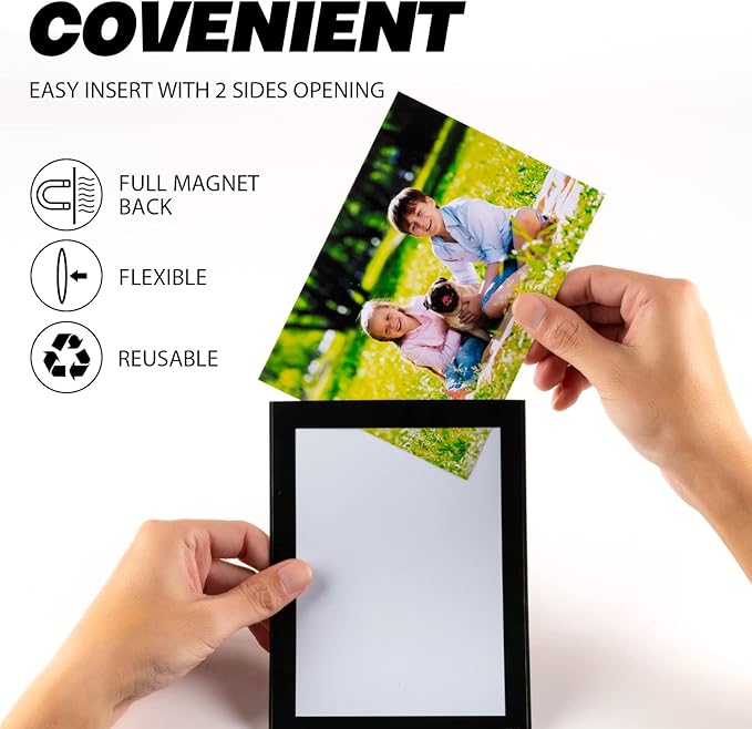 Magnetic Picture Frames with Black Border, Magnet Photo Pockets/Holder - Image 3