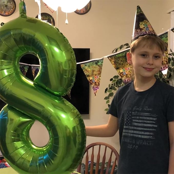 40 Inch Green Foil Balloon Number 8, Giant Self Inflating Number Balloons 0-9 - Image 4