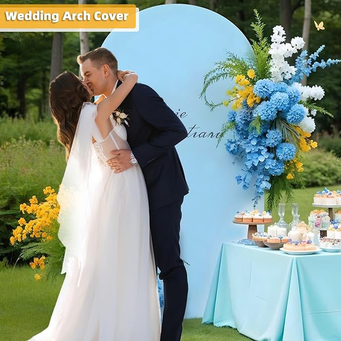 HEMMOTOP 7.2 ft Blue Arch Backdrop Cover, Spandex Arch Covers Stretchy Backdrop - Image 6
