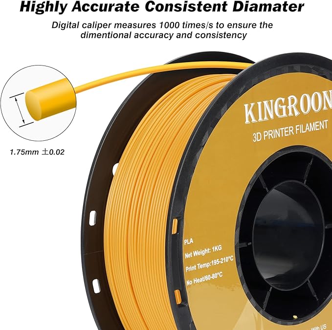 Kingroon Orange PLA Filament 1.75mm 3D Printer Filament Orange Pla Filament 1kg - Image 5