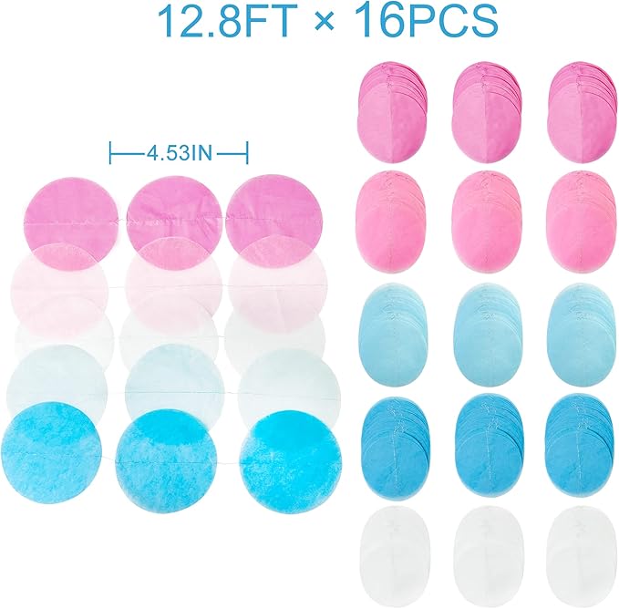 205 Ft Gender Reveal Party Decorations Ombre Pink and Blue Big Circle Dot - Image 2