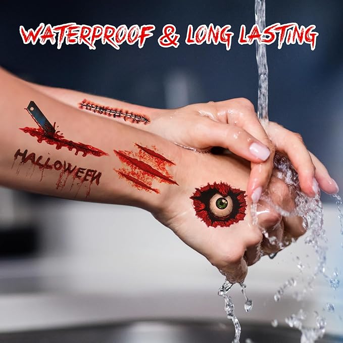Halloween Horror Makeup Fake Scars Temporary Tattoos - Image 4
