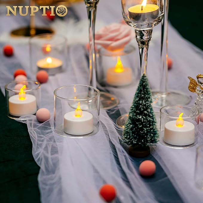 NUPTIO Clear Tealight Candle Holders: Set of 24 Glass Votive Holders Bulk - Image 4
