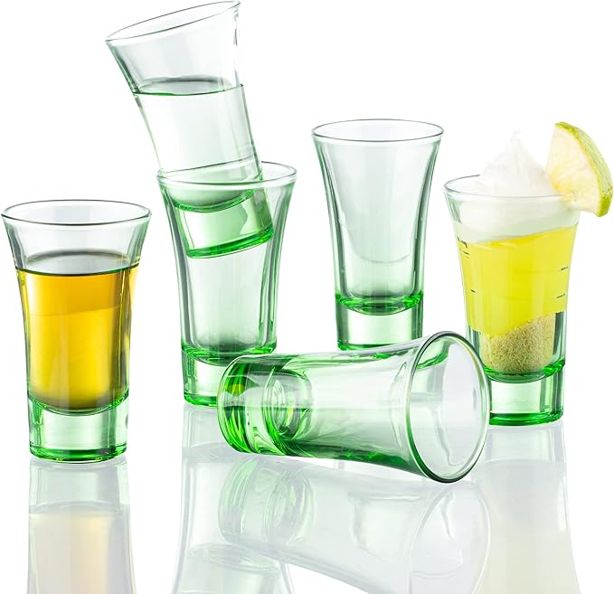 M&N HOME Ombre Green Shot Glass Set, 2 Oz Set of 6 Colored Shot Glasses - Image 2