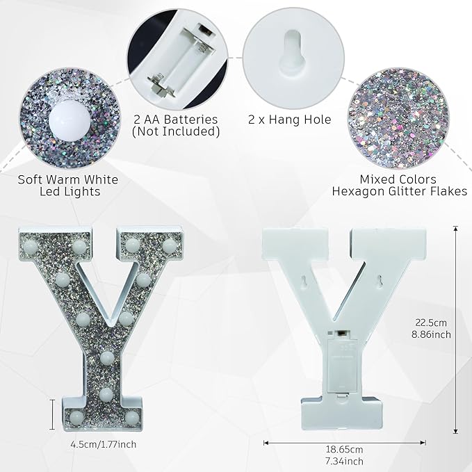 NW LIGHT Marquee Light Letters for Table Decorations, Glitter Light Up Signs - Image 3