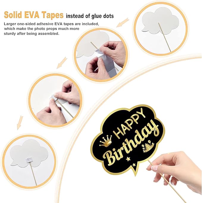 34pcs Birthday Party Photo Booth Props Kit, Favors Supplies - Image 3