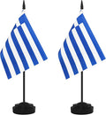 2 Pack Greece Desk Flag Set, Greek Desktop Small Miniature Table Office Flag by Unknown