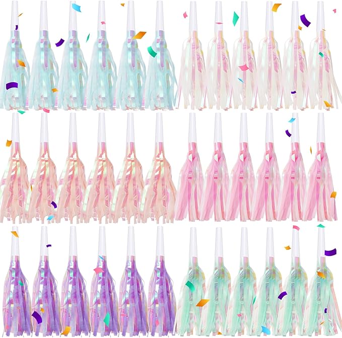 72 pcs Party Blowers, Noise Makers Glitter Metallic Fringed Party Horns by Unknown
