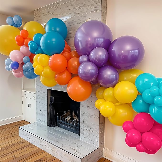 Tropical Balloons, 12 Inch Multicolor Rainbow Ballons Fruit Green Slate Blue - Image 4