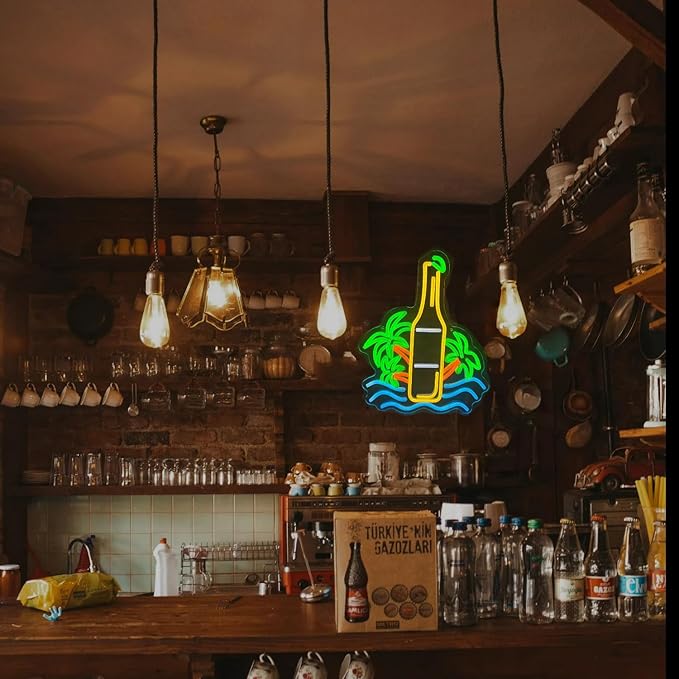 Palm Tree Beer Bottle Neon Sign Dimmable LED Neon Light - Image 6