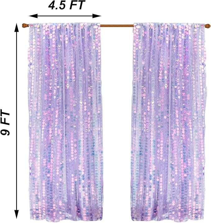 9X9FT Sequin Backdrop Curtains, 2 Panels Shimmer Sequin Fabric Photography - Image 3