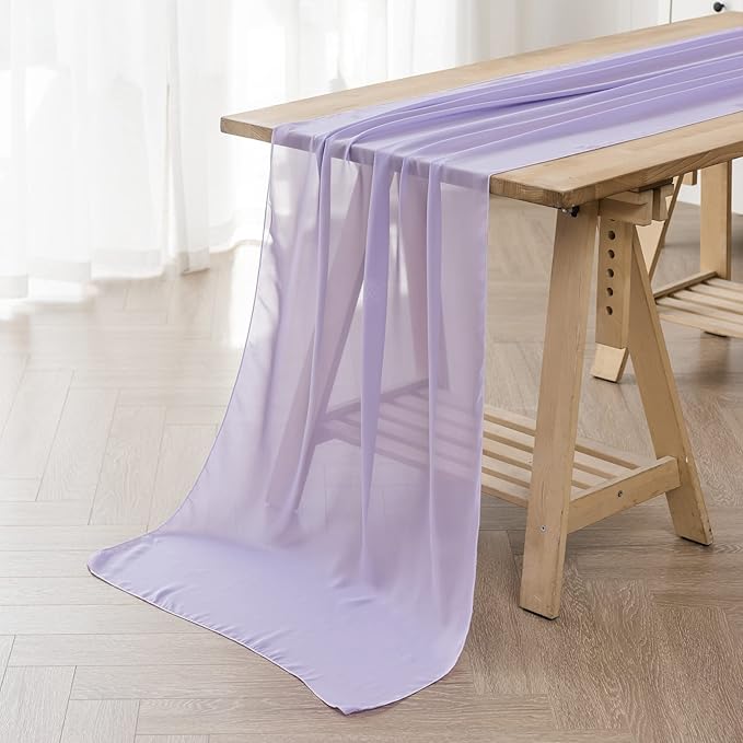 6Pack 9ft Chiffon Table Runner 14x108 Inch Sheer Romantic Table Runner by flohar