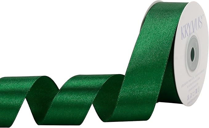 Green Satin Ribbon 1 inch X Continuous 25 Yards, Single Face Polyester Ribbon by Kryvusribbon