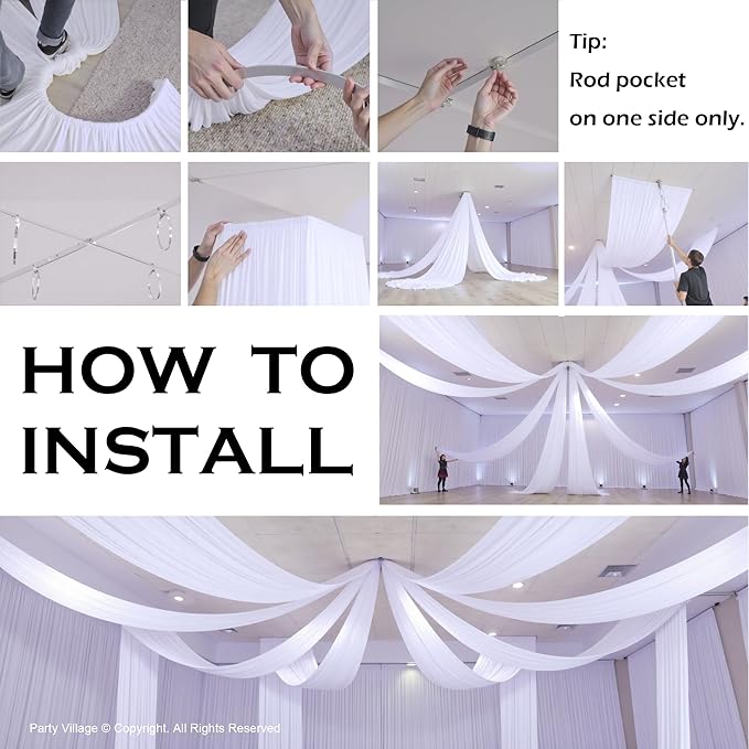PartyVillage 10 Panels 5ftx30ft White Ceiling Drapes - Image 9