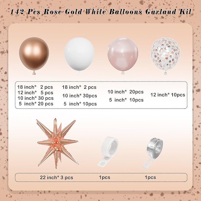 Rose Gold White Balloons Garland Arch Kit - Image 2