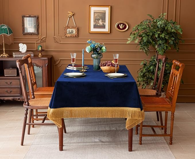F-CHU Blue Tablecloth Thickset Velvet Tablecloth - Image 2