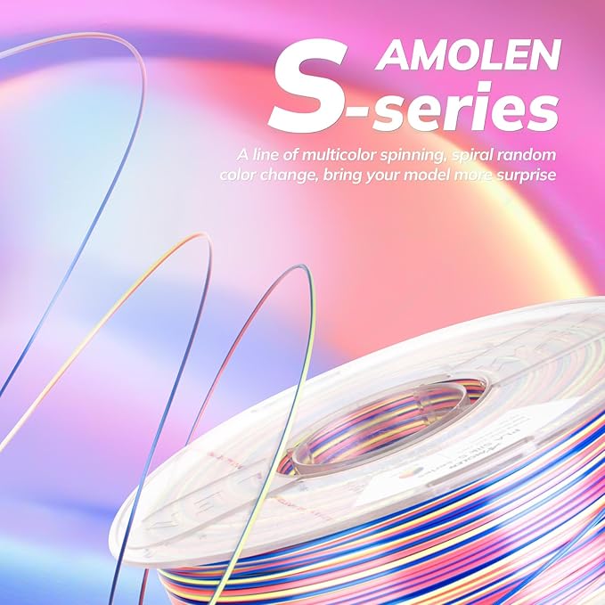 AMOLEN Silk PLA 3D Printer Filament, Shiny Multicolor Rainbow PLA Filament - Image 2