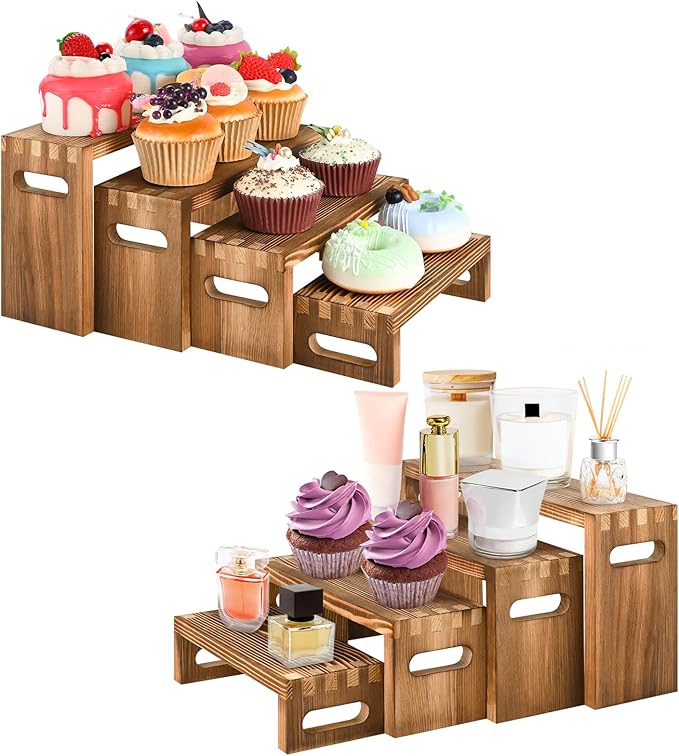 8 Pcs Wood Risers Display Stands, 2 Set Wooden Risers - Image 8